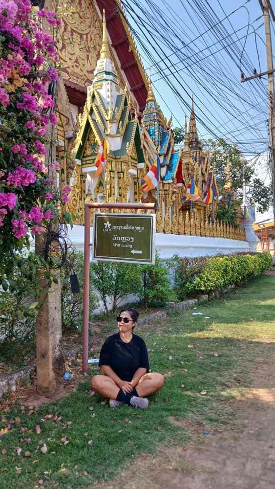 in front of Wat Luang in Pakse