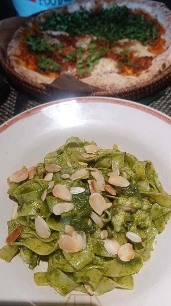 pasta seafood and almond