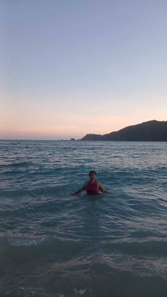 swimming at the beach