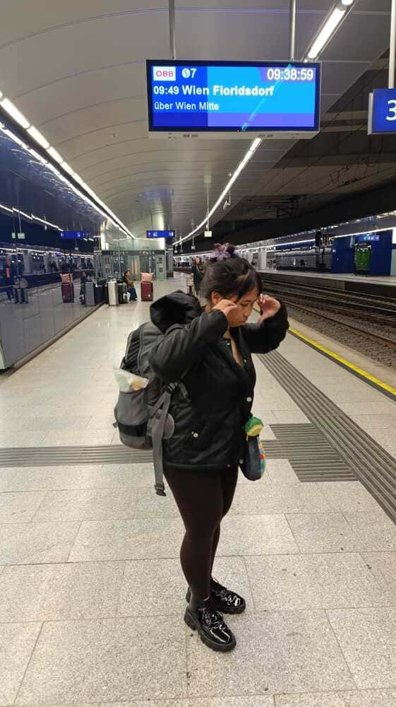 S-Bahn train at Vienna International Airport heading to Wien Mitte, Austria