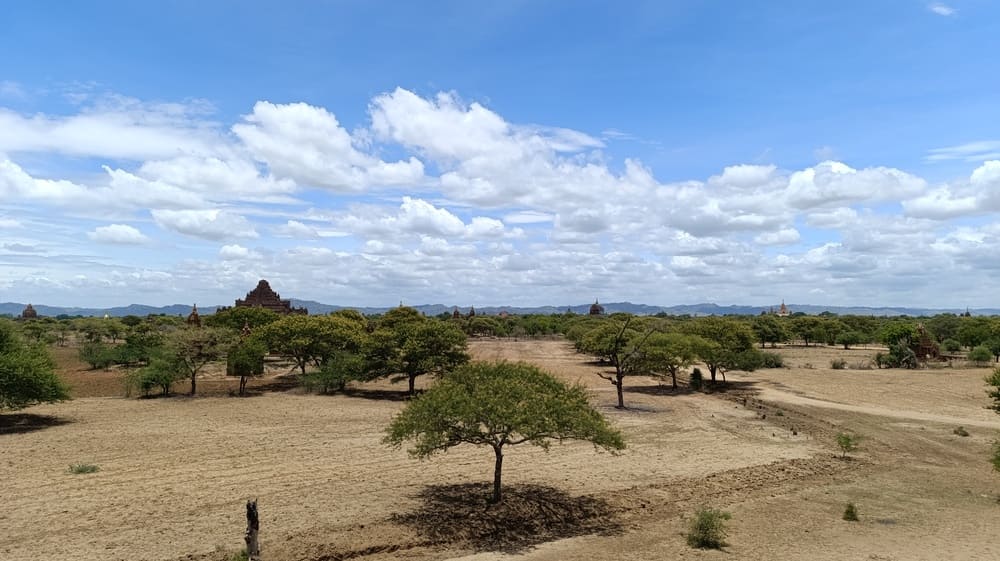 Temples and pagodas are scattered all across the village in Bagan Myanmar 