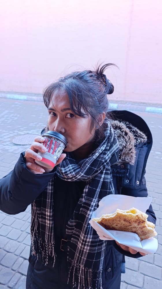 Coffee and bread for breakfast